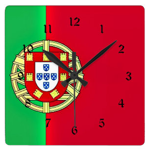 Horloge Carrée Drapeau du Portugal conception personnalisée coul