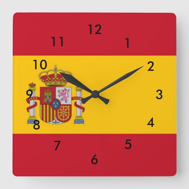 Horloge Carrée Drapeau Espagne (Recto)