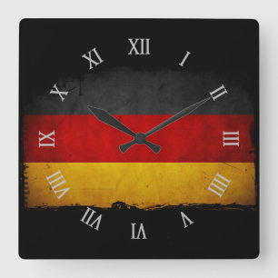 Horloge Carrée Drapeau grunge vintage de l'Allemagne