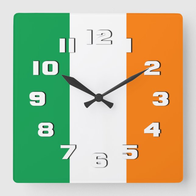Horloge Carrée Drapeau irlandais (Recto)