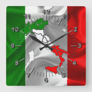 Horloge Carrée Drapeau italien