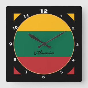 Horloge Carrée Drapeau lituanien & Lituanie tendance mode / desig