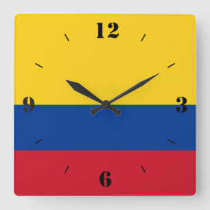 Horloge Carrée Drapeau national de Colombie patriotique