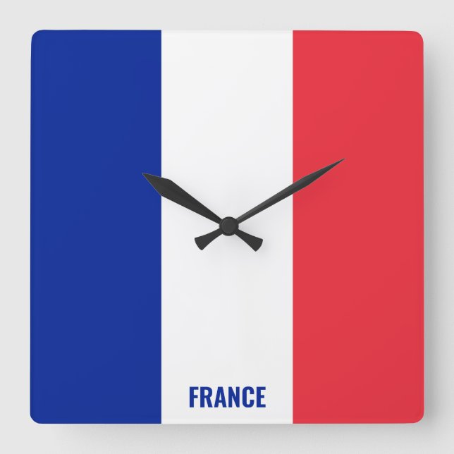 Horloge Carrée Drapeau national de la France Patriotique (Recto)