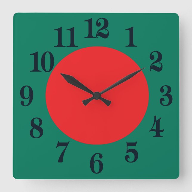 Horloge Carrée Drapeau national patriotique Bangladesh (Recto)