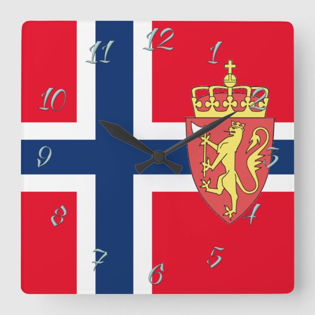 Horloge Carrée Drapeau norvégien (Recto)