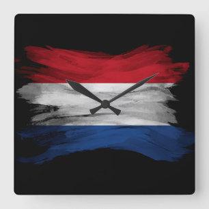 Horloge Carrée Drapeau Pays-Bas, drapeau national