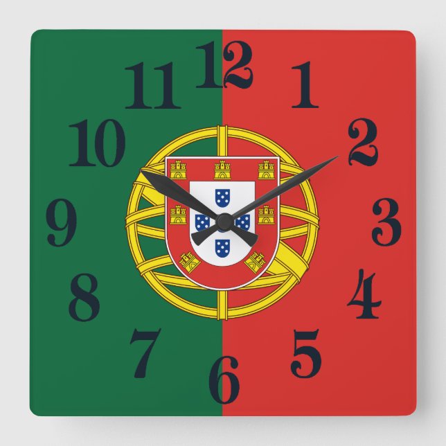 Horloge Carrée Drapeau portugais Bandeira De Portugal (Recto)