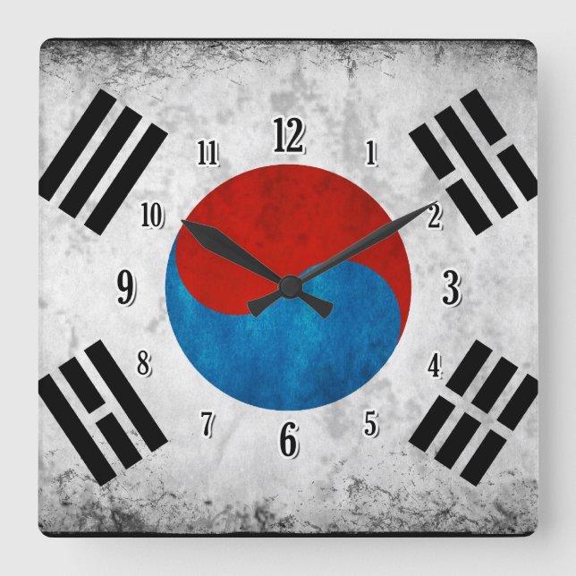 Horloge Carrée Drapeau sud-coréen (Recto)