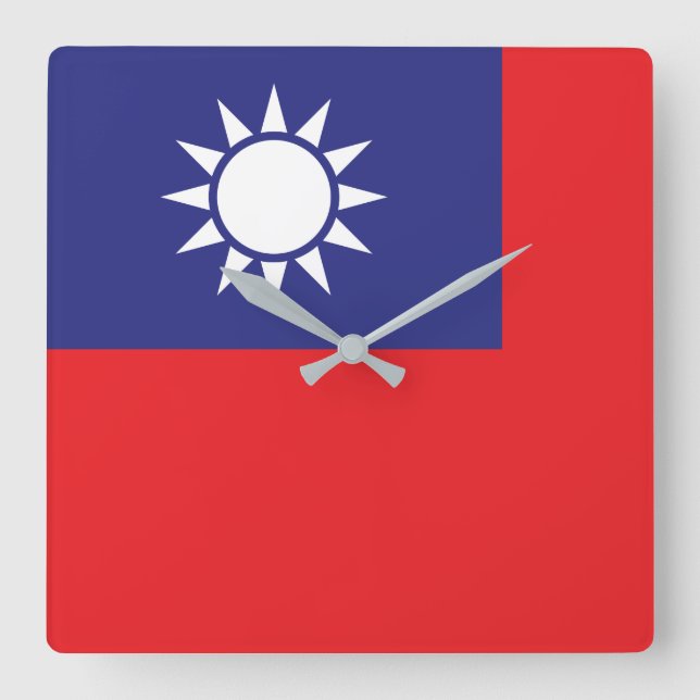 Horloge Carrée Drapeau Taïwan (Recto)