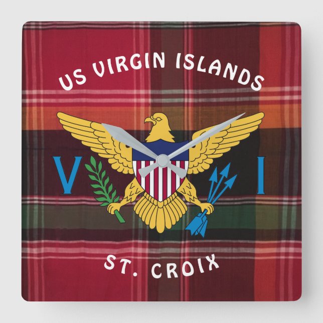 Horloge Carrée Drapeau USVI des îles Vierges américaines St Croix (Recto)