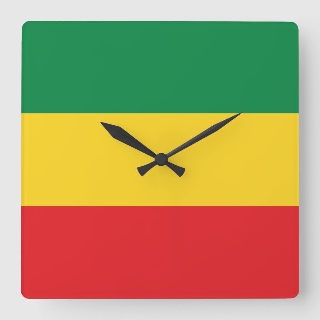 Horloge Carrée Drapeau vert, or (jaune) et rouge (Recto)
