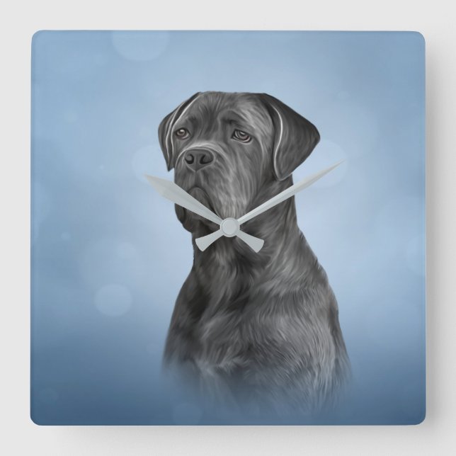Horloge Carrée Drawing dog Cane Corso (Recto)