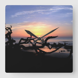 Horloge Carrée Driftwood Sunrise wall clock