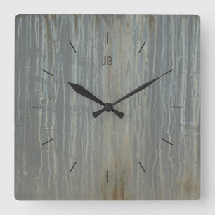 Horloge Carrée DRIP MÉTAL STAINÉ décoration industrielle ou