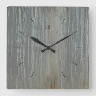 Horloge Carrée DRIP MÉTAL STAINÉ | décoration industrielle ou urb