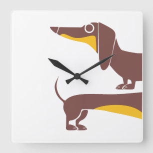Horloge Carrée Drôle mignon dachshund pour parent chien long