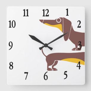 Horloge Carrée Drôle mignon dachshund pour parent chien long