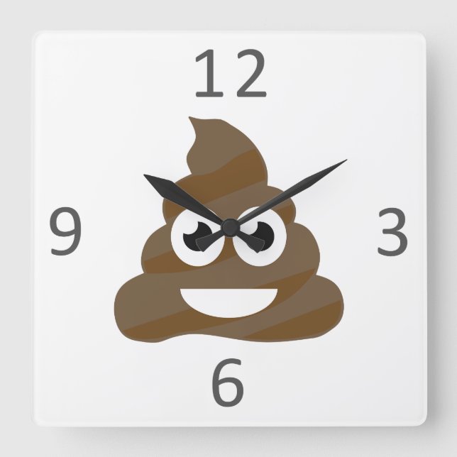 Horloge Carrée Drôle mignon Poop Emoji (Recto)