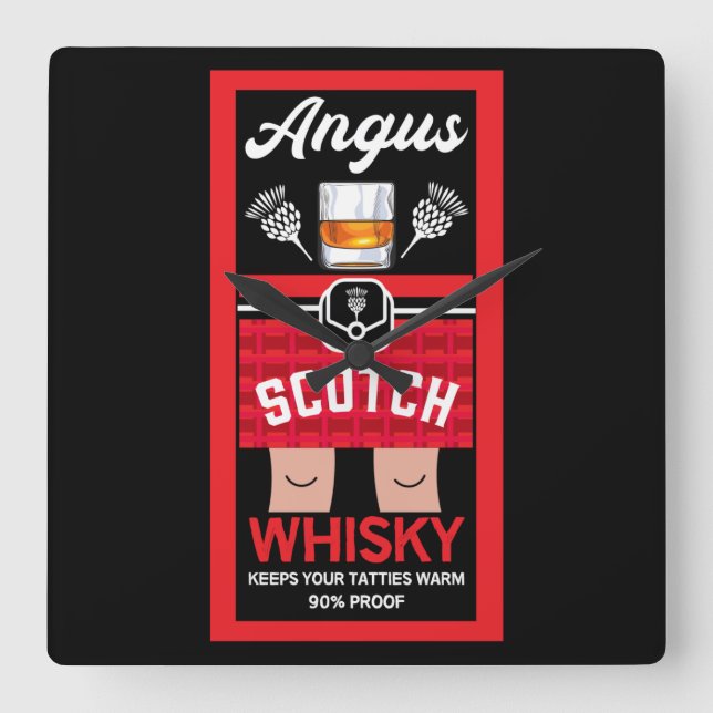 Horloge Carrée Drôle Scotch Whisky (Recto)