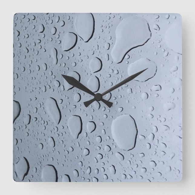 Horloge Carrée Droplets d'eau Motif Gris Gris Abstrait Artsy (Recto)