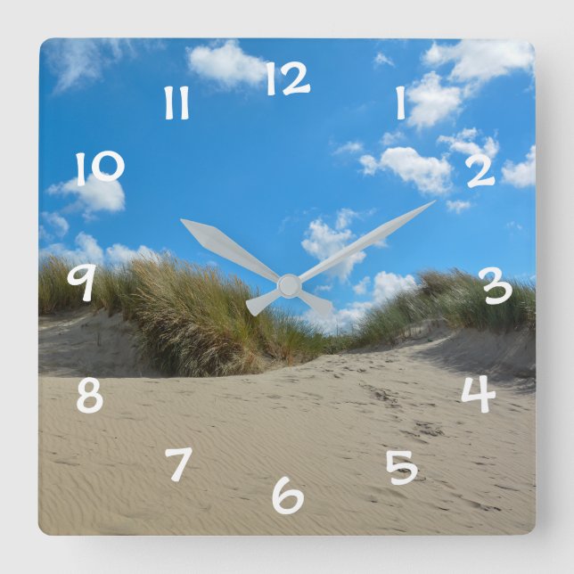 Horloge Carrée Dunes avec ciel bleu - (Recto)