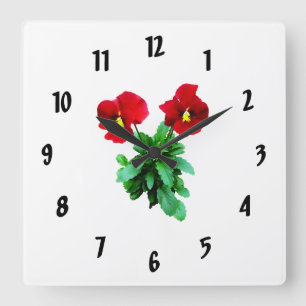 Horloge Carrée Duo de pensées rouges