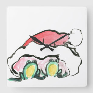 Horloge Carrée Duplication de Frong de Noël - Sumi-e