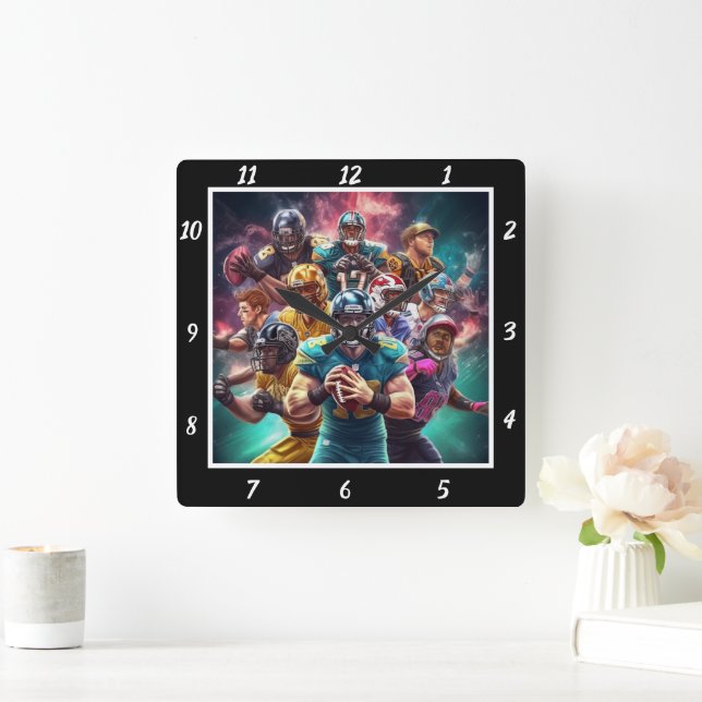 Horloge Carrée Dynamic American Football Team Sports (Maison)