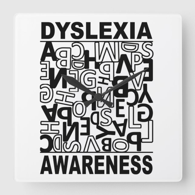 Horloge Carrée Dyslexie Sensibilisation Dyslexie Enseignants Étud (Recto)
