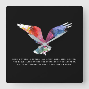 Horloge Carrée Eagle Flying Inspirational Citation Art
