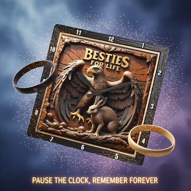 Horloge Carrée Eagle Rabbit Friendship Mountain (Créateur téléchargé)