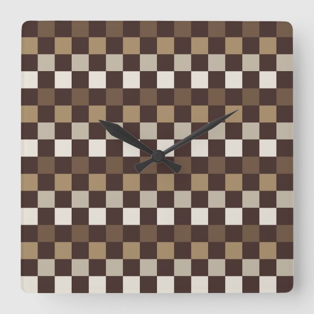 Horloge Carrée Earthy minerals checkerboard pattern (Recto)