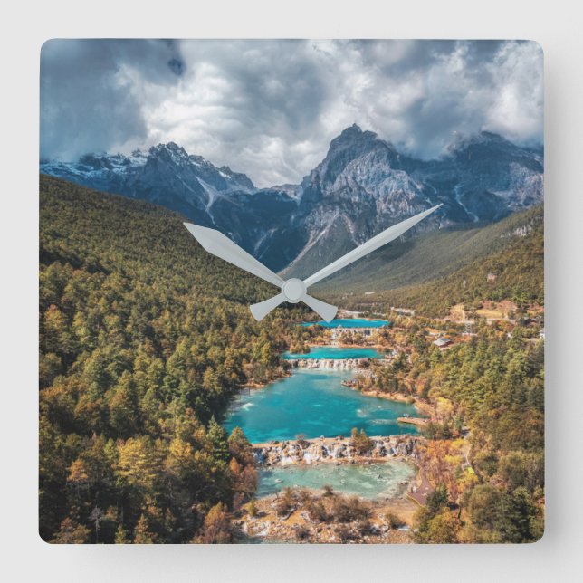 Horloge Carrée Eau | Blue Moon Lake, Chine (Recto)
