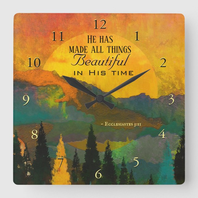 Horloge Carrée Ecclesiaste 3:11 Has made all things beautiful (Recto)