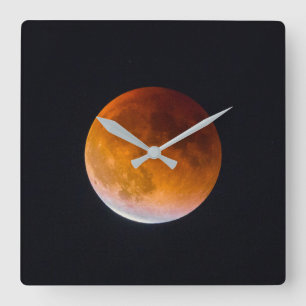 Horloge Carrée Éclipse lunaire de la Lune bleue   État de Washing