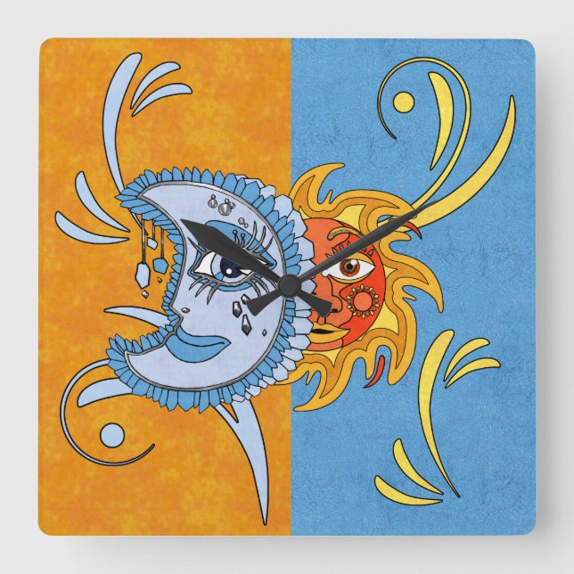 Horloge Carrée Éclipse solaire (Recto)