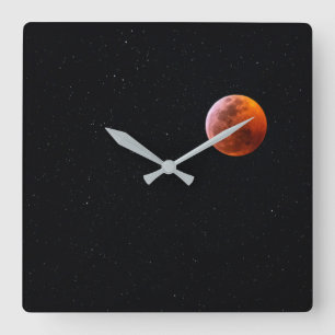 Horloge Carrée Éclipse totale de Lune de sang Big Island Hawaï