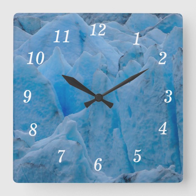 Horloge Carrée Écran de mur du glacier bleu (Recto)