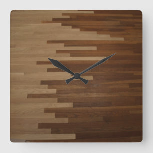 Horloge Carrée Écran de mur en parquet