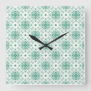 Horloge Carrée Ecran grand carré vert à la menthe - motif de surf