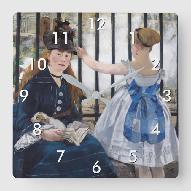 Horloge Carrée Edouard Manet - Le Chemin De Fer (Recto)