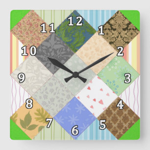 Horloge Carrée Édredon de patchwork