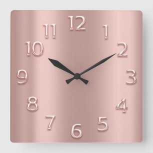 Horloge Carrée EFFET 3D minimal de rose vierge Rose