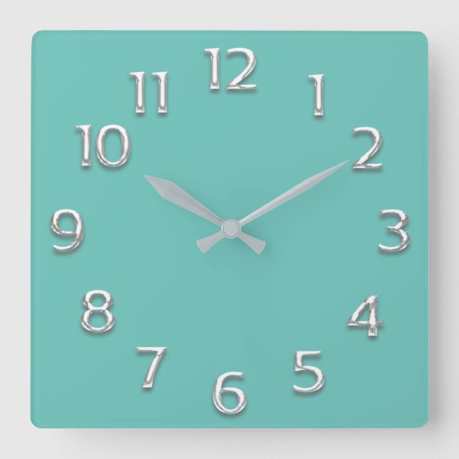 Horloge Carrée Effet 3D Silver GRAY Minimalisme Blue Pastel (Recto)