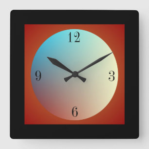 Horloge Carrée Effet lumineux Lune /Rouge Noir >Horloge murale