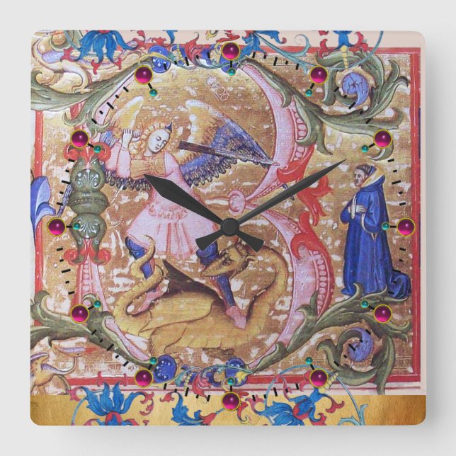 Horloge Carrée Église Saint-Michael Archangel et Dragon Antique F (Recto)