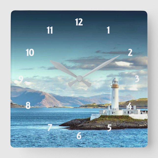 Horloge Carrée Eilean Musdile Lighthouse Scotland Pittoresque Vie (Recto)