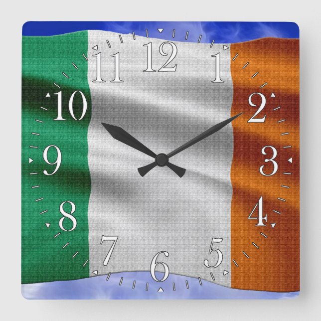 Horloge Carrée EIRE - IRELAND Flag Proud Patriotic Wall Clock (Recto)