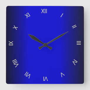 Horloge Carrée Electric Cobalt Blue Roman Numerals Wall Clock